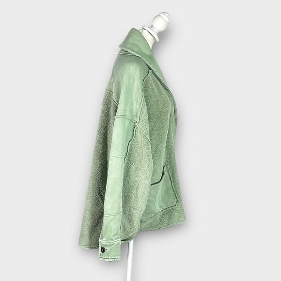 Free People Jordan Jacket Women's Small Green Oversized Front Button Pockets - Picture 5 of 13